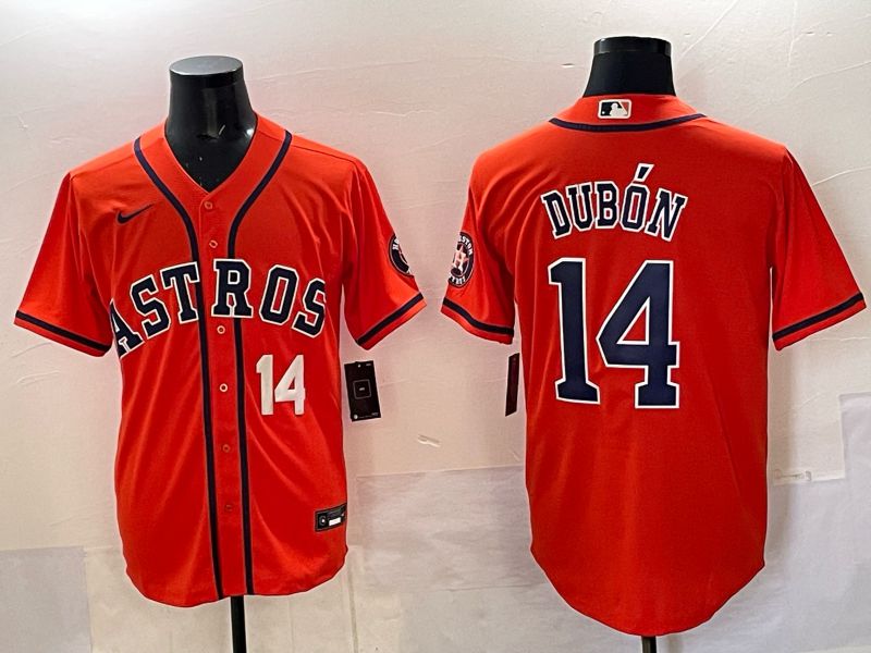 Men 2025 Houston Astros #14 Dubon Orange Nike MLB Jersey 01